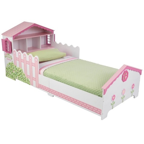 Детская кровать "Кукольный домик" с полочками