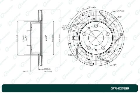 Диск тормозной перфорированный вентилируемый G-brake GFR-02763R правый