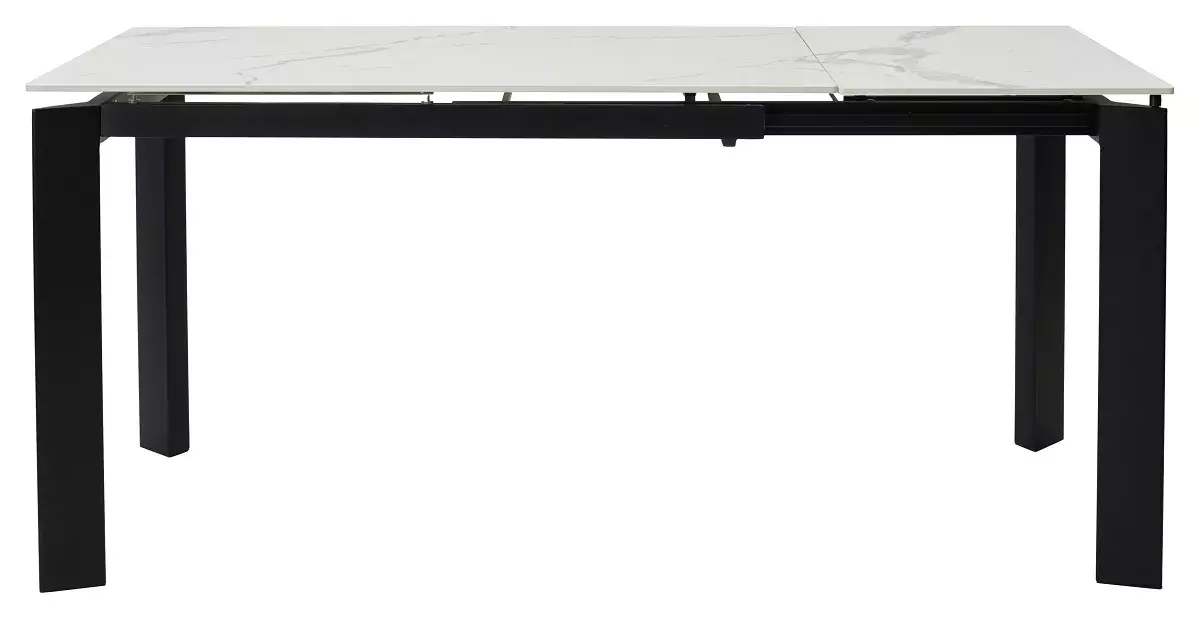 Стол CORNER 120 GLOSS STATUARIO WHITE SOLID CERAMIC / BLACK, DISAUR