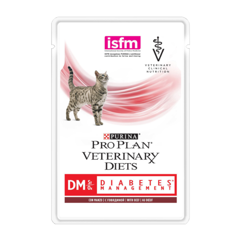 Purina Pro Plan Veterinary diets DM Diabetes Management Консервы для кошек при диабете с говядиной (Пауч)