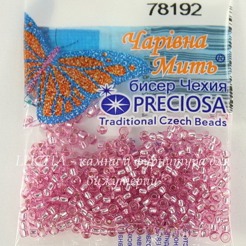 78192 Бисер 10/0 Preciosa Кристалл Соль-Гель пурпурно-розовый с серебряным центром