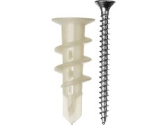 ЗУБР ДРИВА, 33 мм, 4 шт, нейлоновый дюбель со сверлом для гипсокартона с саморезом (4-301266)