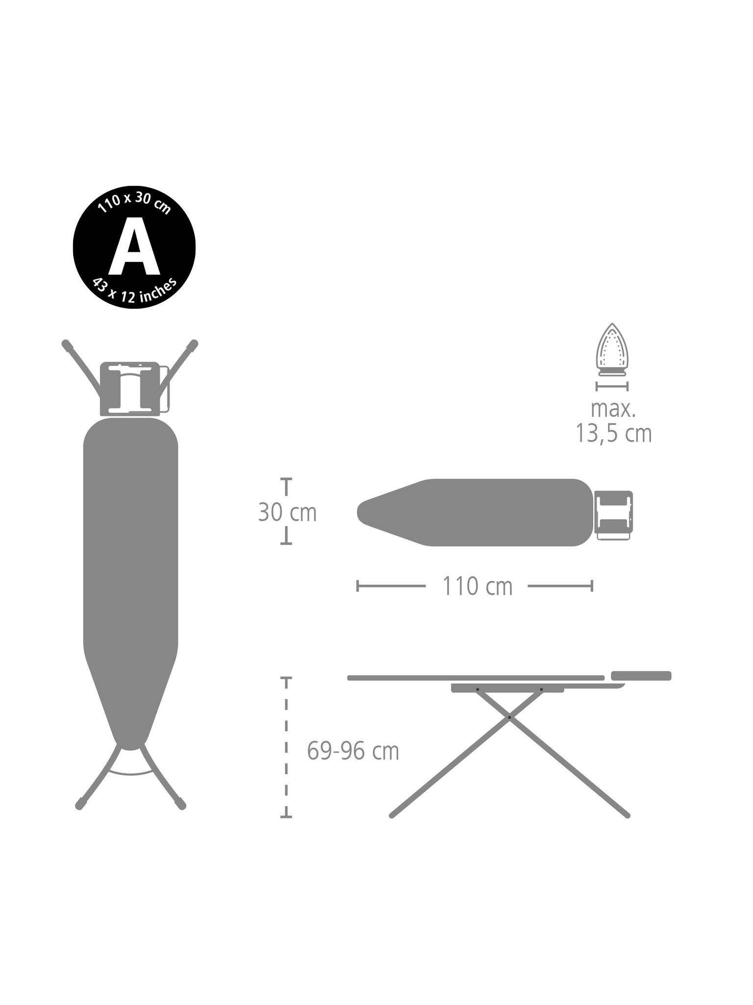 Гладильная доска 110х30 см (A), Серый деним, арт. 242885 - фото 6
