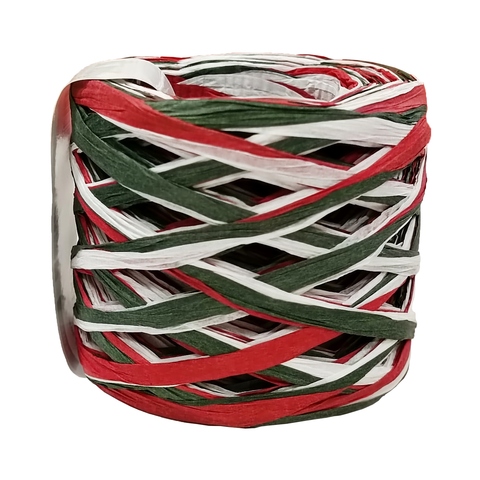 Шпагат бумажный для оформления подарков Alstad, 50 м, бумага, белый/зеленый/красный