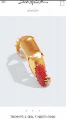 84570 - Кольцо на весь ПАЛЕЦ с красным/белым ногтем в стилистике SCHIAPARELLI