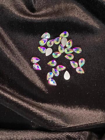 Стеклянные стразы  (5,5*8мм) 25шт, цвет галография с розовым