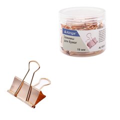 
          Зажимы для бумаг 19 мм, Alingar, красное золото, уп. 40 шт