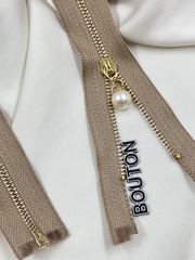 Молния бежевая золото матовый жемчуг