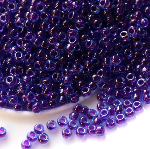 6/0 RR-0352 Бисер круглый Миюки /Miyuki round 6/0 Fuchsia Lined Aqua Luster