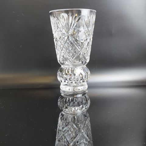 Ваза для цветов хрустальная алмазные грани, геометрический узор, 18.5 см, винтаж СССР 1970-1990 гг