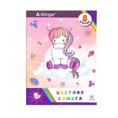 
          Бумага цветная Alingar, А4, немелованная, односторонняя, 16 листов, 8 цветов, на скрепке, "Пони"