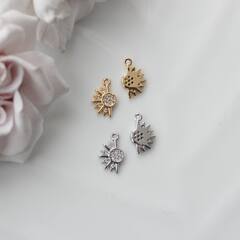 Подвеска Солнце с фианитами 12*7 мм, родий, П452