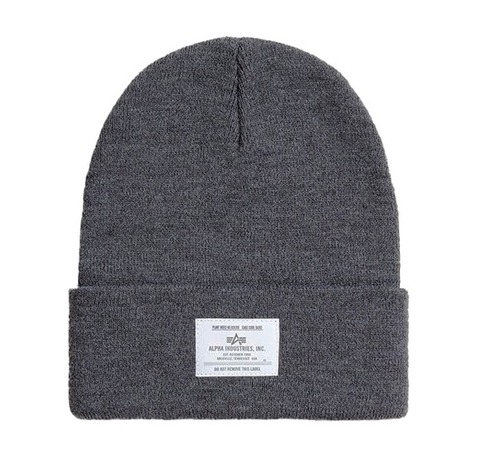Шапка Alpha Industries Essential Beanie Medium Charcoal Heather (Серая)