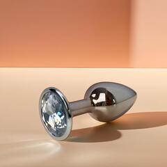 Анальная пробка металлическая с белым кристаллом Fantasy Toys (M) (M)