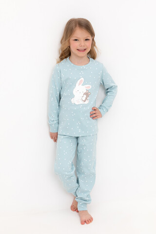 пижама  для девочки  К 1621/голубой,цветочные снежинки