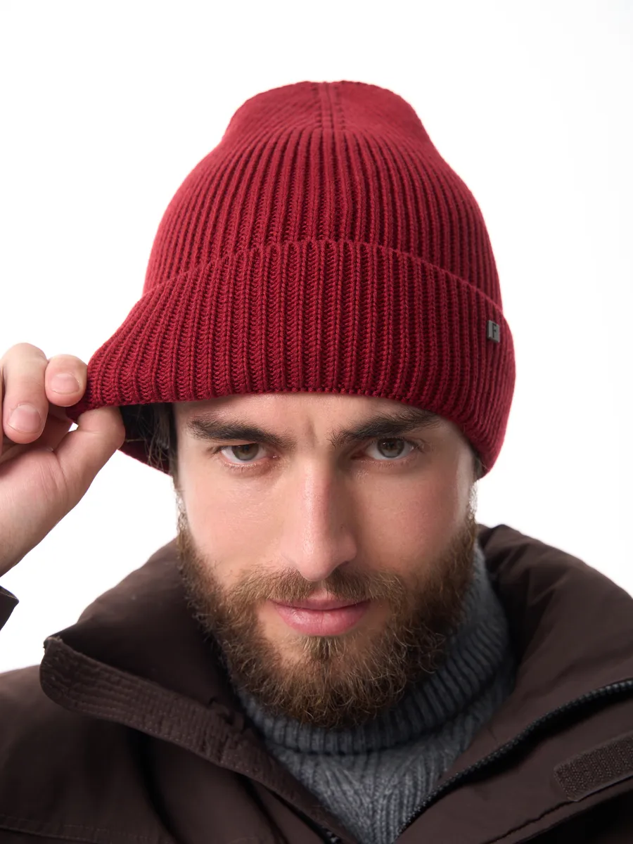 Шапка зимняя на флисе вязаная осень