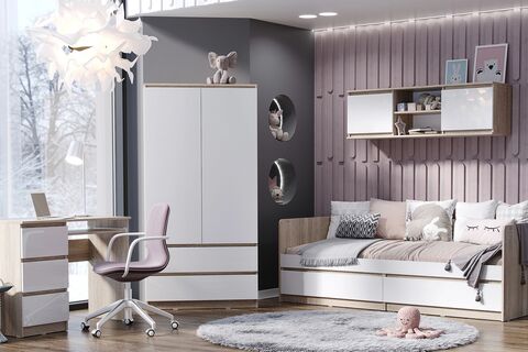 Детская Челси №4 сонома, белый глянец