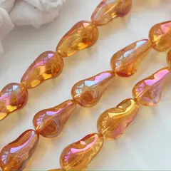 Бусины стеклянные, янтарный с переливами, фриформ 22*13 мм, 1 бусина, МК043