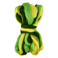 Шерсть для валяния "ТРО", полутонкая шерсть, 100г, лимон/яр.салат/мор.водоросли