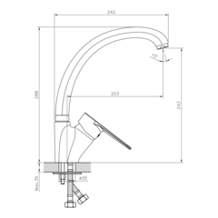 DR72021 Смеситель одноручный для кухни с высоким поворотным изливом, хром