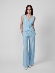 ГОЛУБЫЕ БРЮКИ НА КОМФОРТНОЙ РЕЗИНКЕ С КАРМАНАМИ