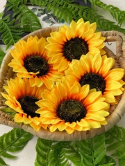 Подсолнух реалистичный, головы искусственные, диаметр 14 см., набор 5 шт.