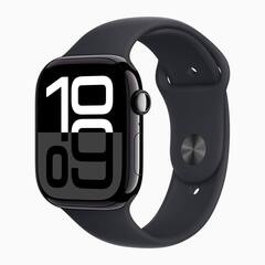 Apple Watch 10 46mm Jet Black Aluminum Case with Sport Band M/L, Black