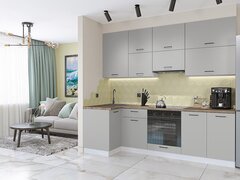 Угловая модульная кухня Флэт-04 Light Grey In 2S - Белый 2340*1000/2500*600