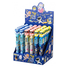 Ручка шариковая, автоматическая, 6в1, Basir, 6-ти цветная, серия "Космонавт", с резиновой фигуркой, 36 шт