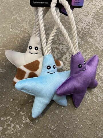 Игрушка Mr.Kranch для собак мелких и средних пород Звездочка с канатом и пищалкой 26х16х5см