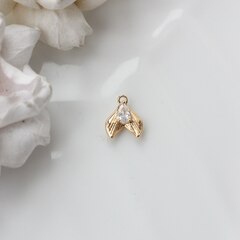 Подвеска Рыбий хвост с фианитом 13*11 мм, позолота, П113