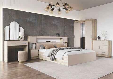 Спальня Бася Дуб крафт серый/Кашемир