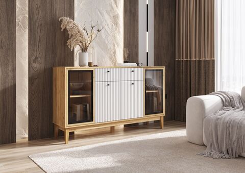 Оливия Комод (рамка AGT) (Браш Вайт, Дуб Крафт)