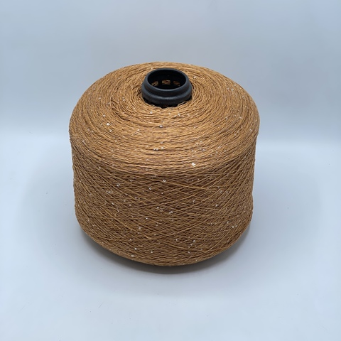 Бобинная пряжа, Linette Pailletes, 450м, 80% Лен, 20% Полиэстер(пайетка), Янтарь+пайетка. 39437