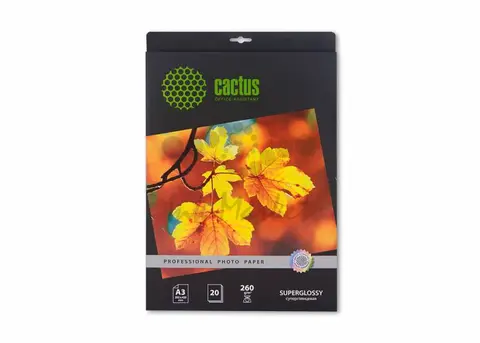 Фотобумага Cactus Prof CS-HGA326020 A3/260г/м2/20л./белый глянцевое для струйной печати