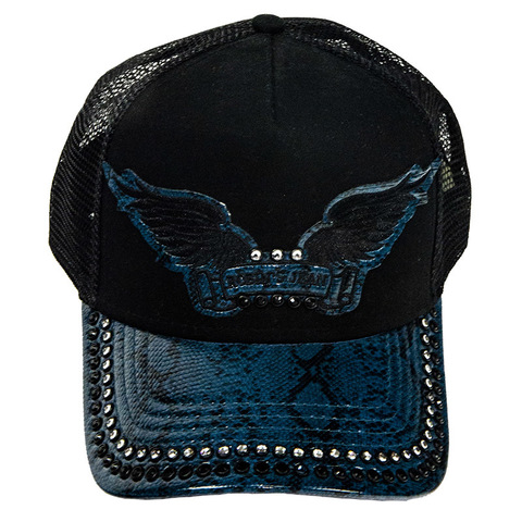 Robin&#39;s Jean | Бейсболка BLACK TWILL CAP WITH BLUE VISOR AND CRYSTALS CAP1023-H-101-38 спереди