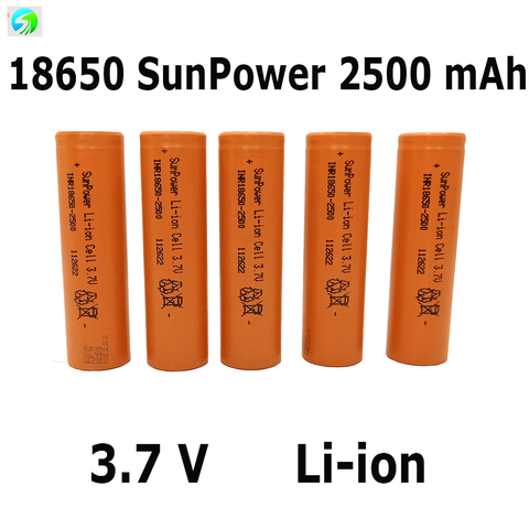 SunPower INR 18650 аккумуляторные батареи 2500 мАh, 3,6 V