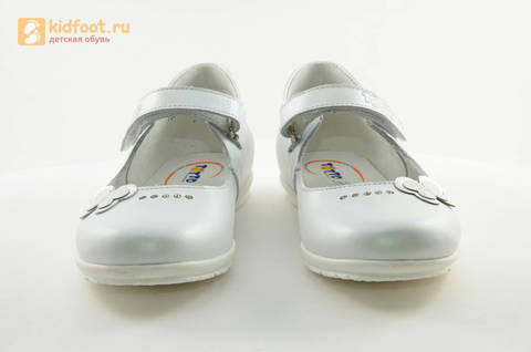 Туфли Тотто из натуральной кожи на липучке для девочек, цвет Белый, 10204D. Изображение 5 из 16.