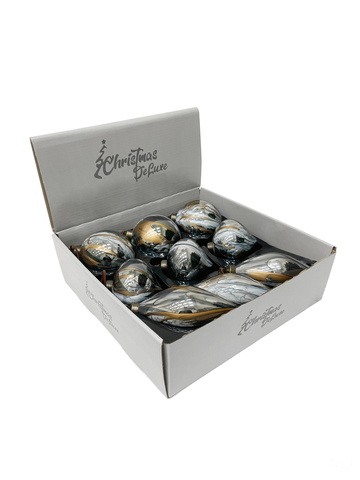 Набор елочных игрушек 8см 9шт ChristmasDeLuxe темно-серый с разводами