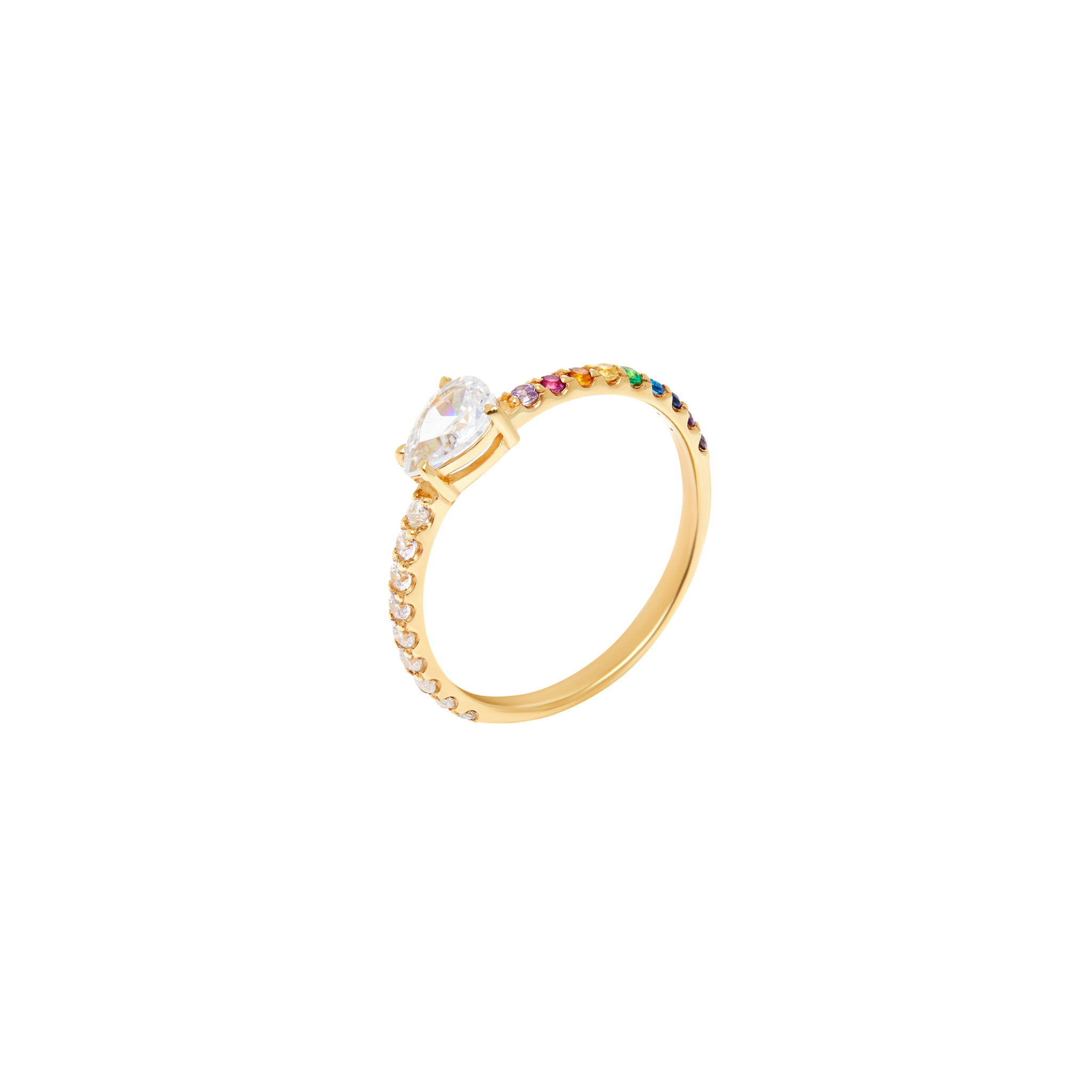 VIVA LA VIKA Кольцо Pear Ring – Gold Rainbow
