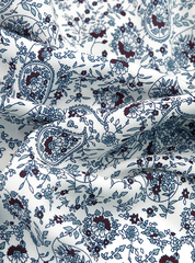 Ткань штапель набивной Узор пейсли на белом, 105 гр/м, ш. 142 см