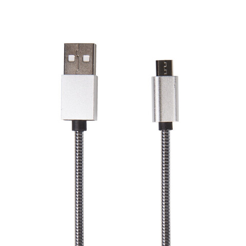 Кабель USB 2.0 - Micro USB, М/М, 1 м, металл, Rexant, сереб, 18-4241