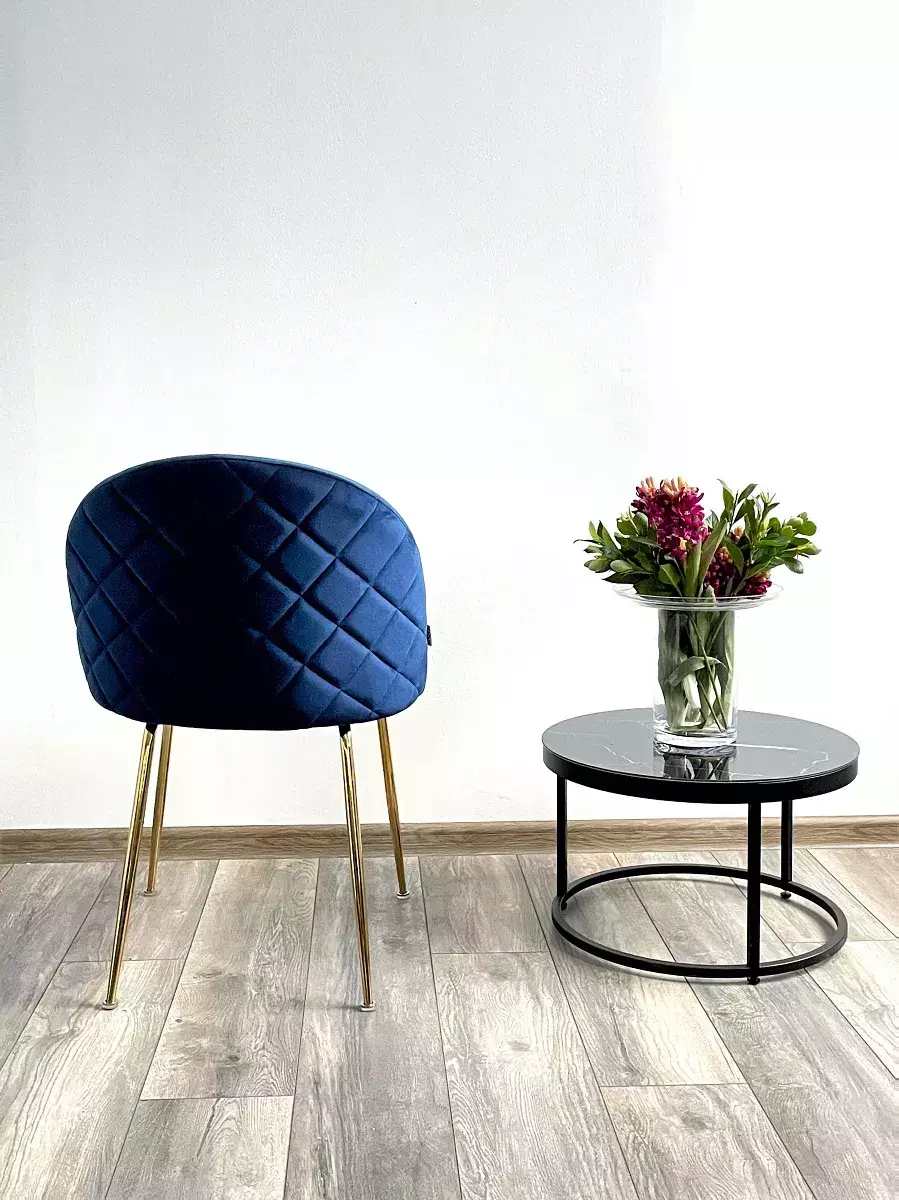 Стул PRESLEY BLUVEL-86 NAVY BLUE / золотой каркас М-City