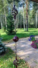 Дождевая цепь «Ковка. Корзинка и шар», винно-красный RAL3005