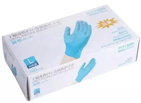 Wally Plastic косметические перчатки голубые р. L (100 штук - 50 пар)