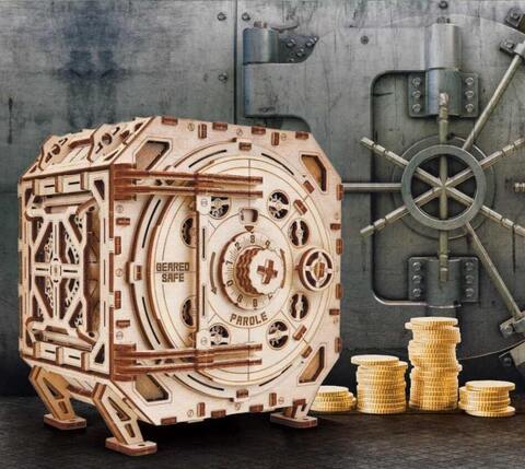 Механический сейф с кодовым замком от Wood Trick - деревянный конструктор, 3D пазл, Сборная модель