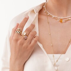 Латунное кольцо с Розовым Перламутром, gold