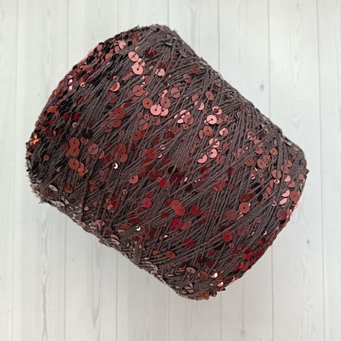 Пряжа Shine Paillettes 6394 бордо на шоколаде