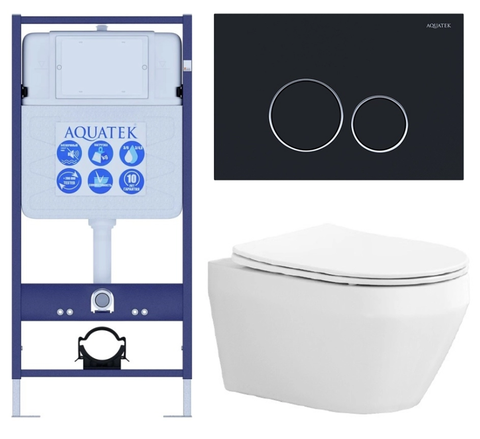Aquatek SET Aquatek ЛЕЯ cm-020 4в1 SET Aquatek ЛЕЯ-020 4в1 (рама Aquatek Standard INS-0000012+крепеж KKI-0000002+клавиша KDI-0000020+унитаз ЛЕЯ AQ1199-00 с тонким сиденьем soft-close)