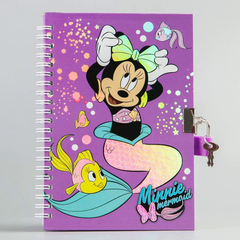 Записная книжка Minnie Mermaid на замочке, Минни Маус, 50 листов А5